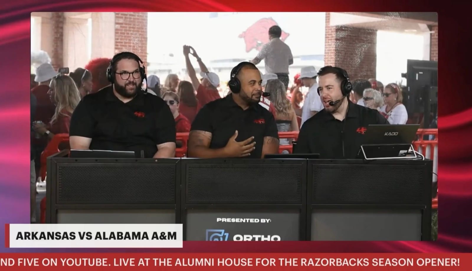 4th & Five Game Day show at an Arkansas Razorback game, sponsored by Oaklawn