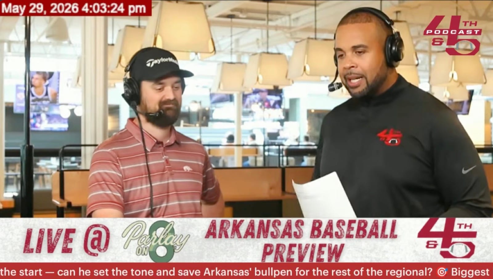 4th & Five broadcasting live from Parlay on 8th during the Arkansas Baseball Preview