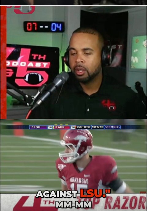 Against LSU — one of DJ's favorite Razorback moments
