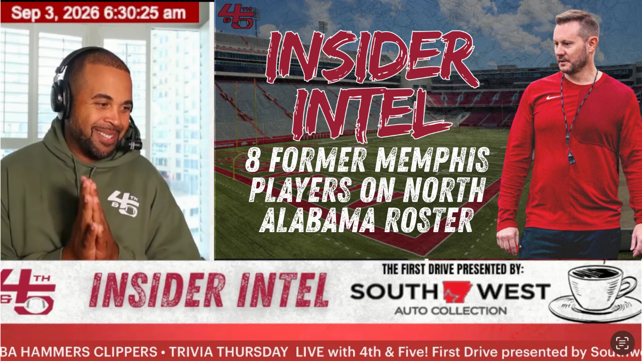 North Alabama warms up ahead of its 2026 season opener at Arkansas, where eight former Memphis players face a Razorbacks staff with Memphis roots.