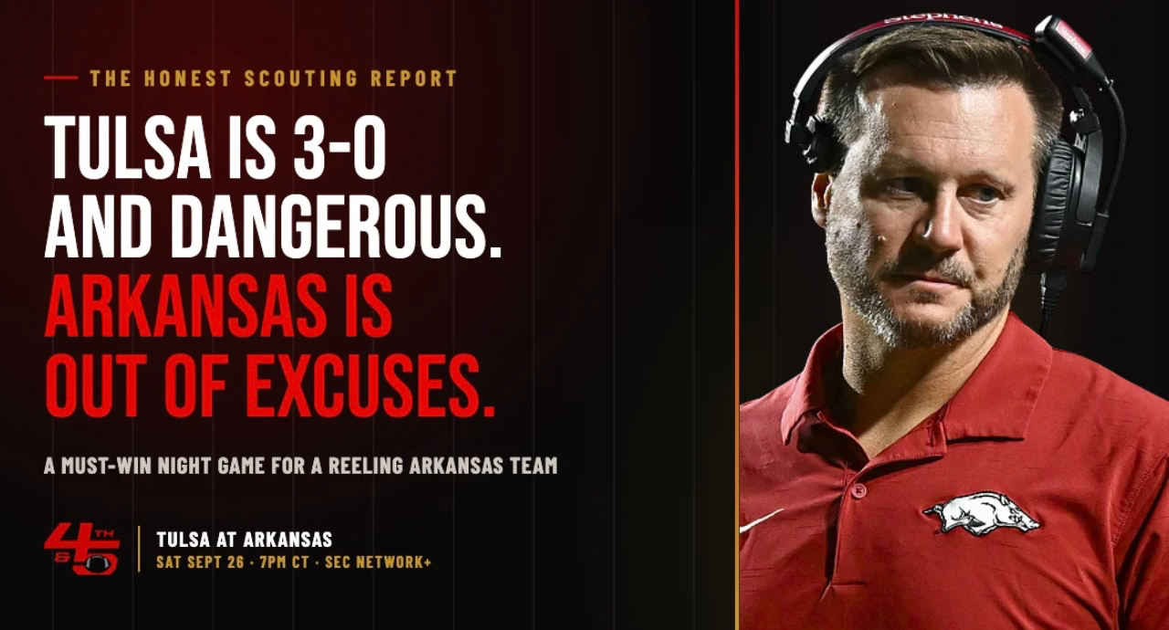 Tulsa Is 3-0 and Dangerous. Arkansas Is 1-2 and Out of Excuses.